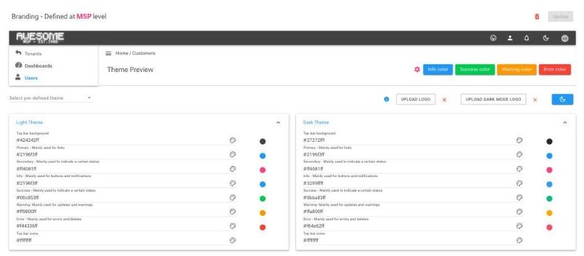Branding settings with a demo MSP logo